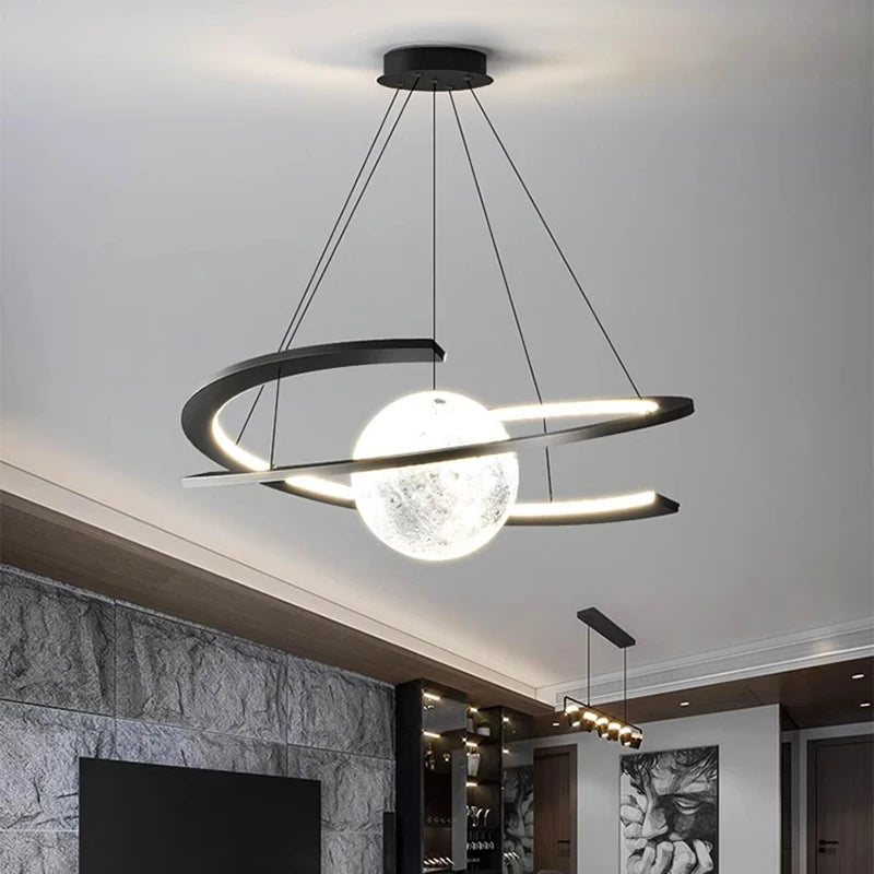 Modern minimalist LED dining room chandelier Nordic personality indoor living room lights, kitchen bar decoration chandelier