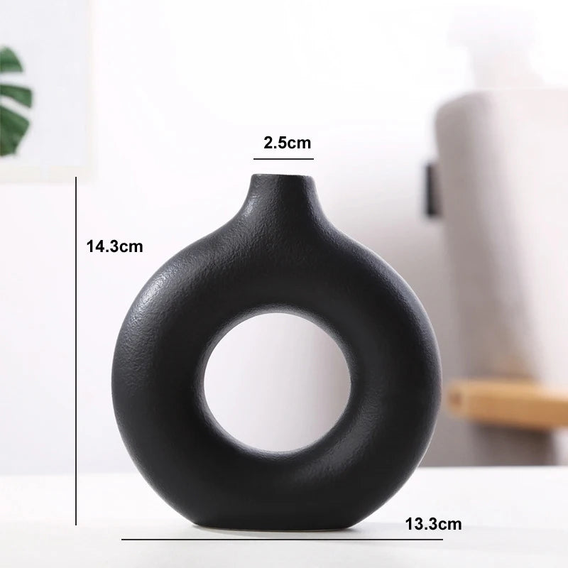 vase circulaire en céramique pour décoration intérieure et fleurs