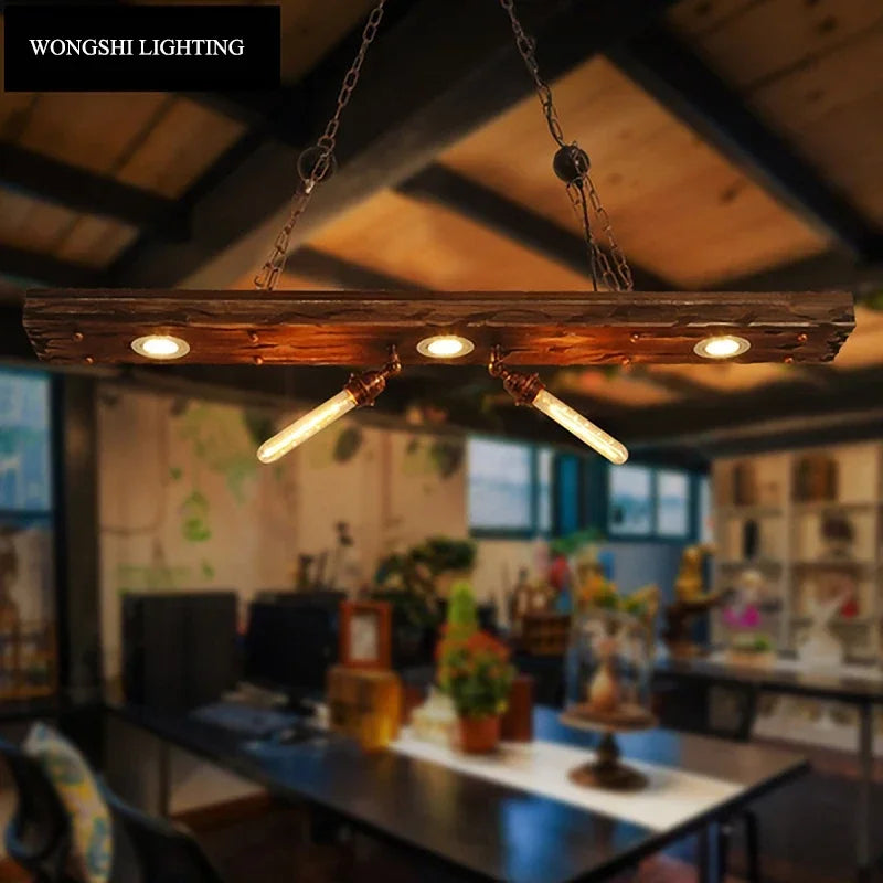 Industrial style Bar pendant light LOFT Retro Solid Wood Pendant Lamps Personality E27 Edison Bulb  Suspension  home decoration