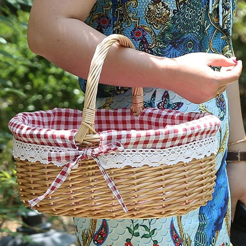 panier en osier ovale pour pique-nique mariage ou cadeau