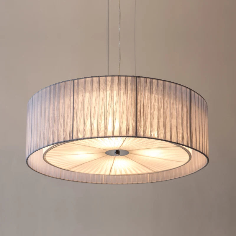 lustre moderne nordique en fer avec abat-jour en gaze