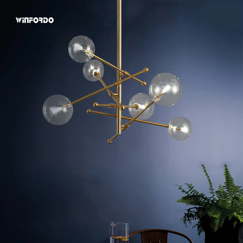 lustre winfordo globe led suspendu avec bulles de verre pour décoration