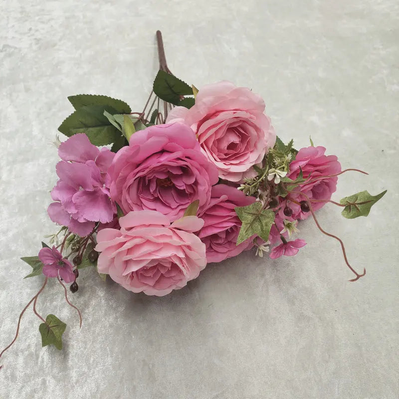 bouquet de roses en soie pour décoration de mariage et jardin