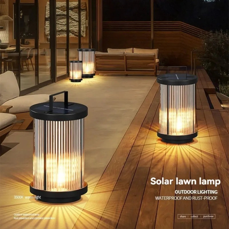 lampadaire solaire extérieur étanche en verre pour jardin