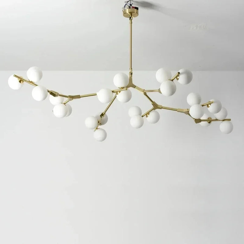 lustre moderne en verre avec branches led suspendues