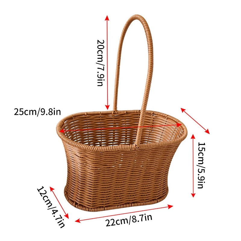 panier de rangement tissé à la main pour jardin et pique-nique