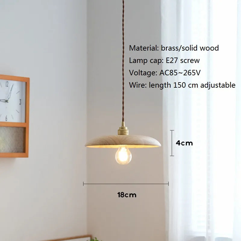 suspension led en bois et laiton style nordique moderne