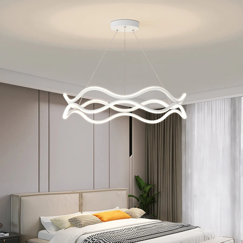 lustre design nordique ligne ondulée et lumière principale