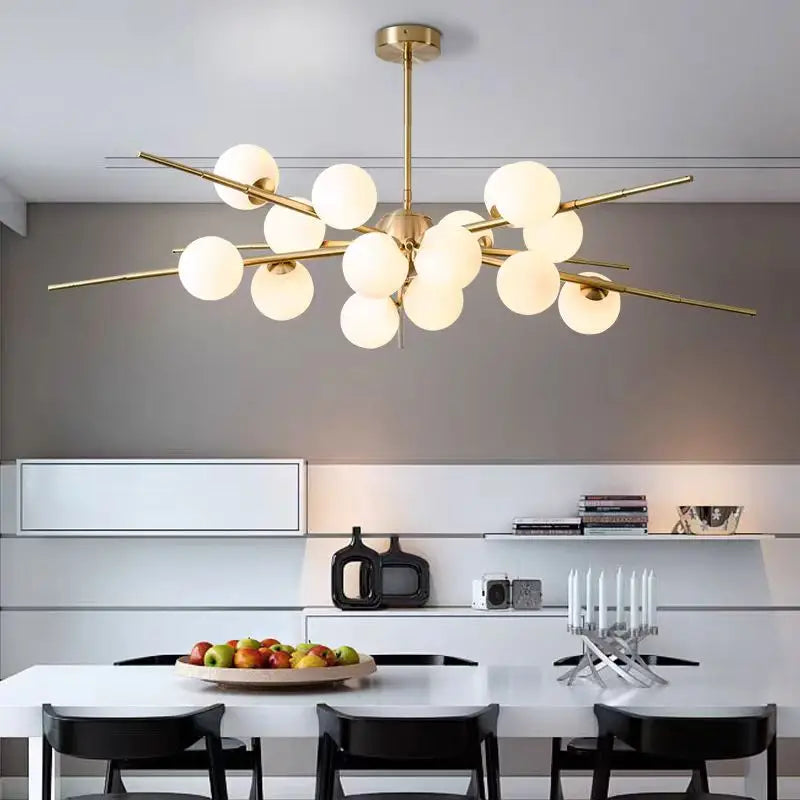 2024Modern Glass Ball LED Chandelier for Living room Dining Room Luminaire Gold/black Pendant Lamp Lustre ,Samsarah Lighting