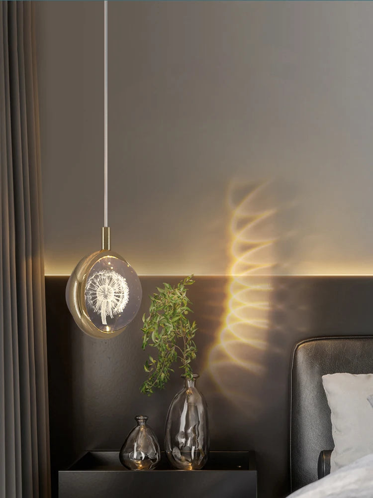 suspension boule de cristal led design moderne pour intérieur