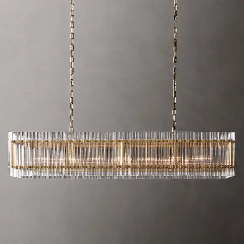 lustre rectangulaire en cristal pour éclairage de luxe