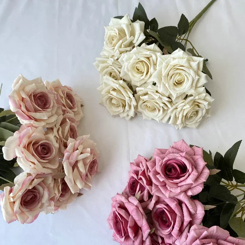 bouquet de roses artificielles en soie pour décoration intérieure