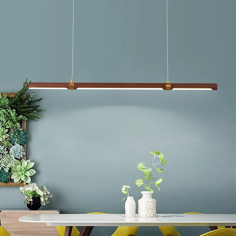suspension LED minimaliste imitation bois métal hauteur réglable