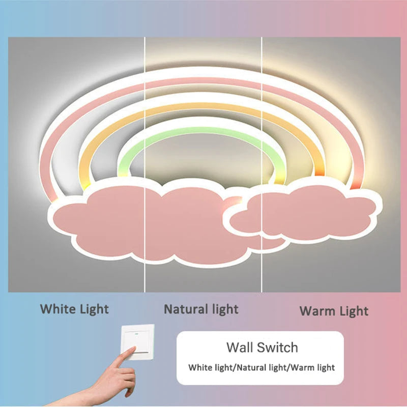 plafonnier nuage arc-en-ciel pour chambre d'enfant décorative et chaleureuse