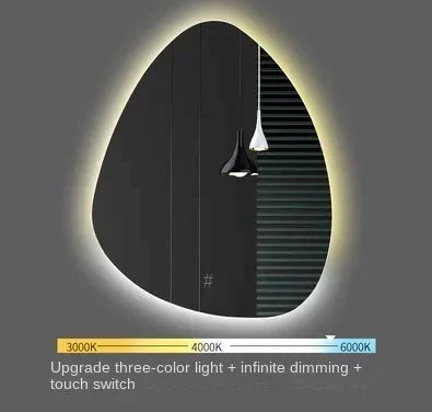 miroir vertical irrégulier avec lumière led et haut-parleur bluetooth