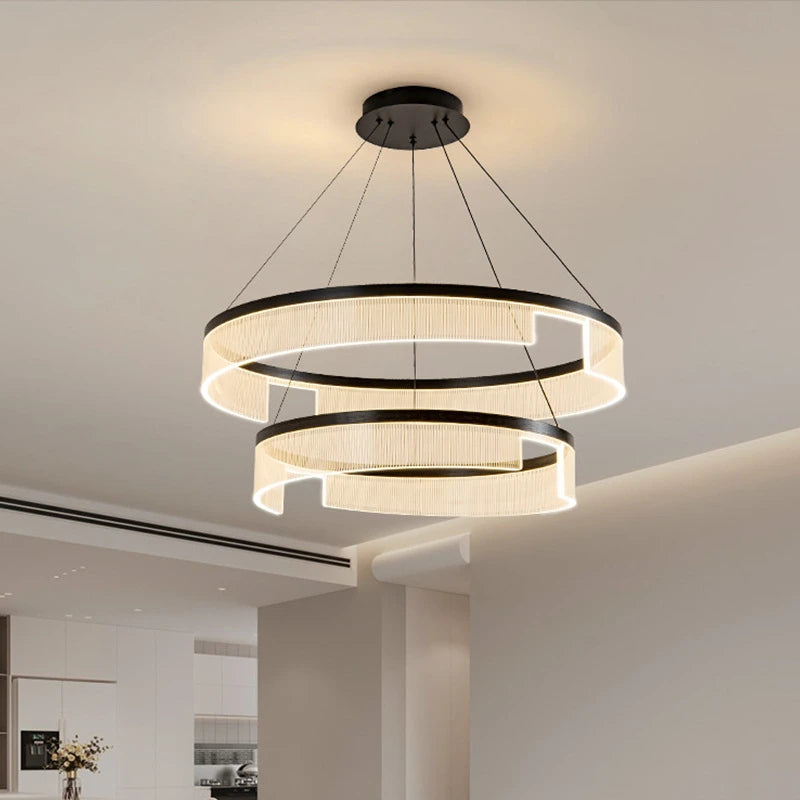 lustre à led circulaire en aluminium et acrylique pour intérieur décoratif