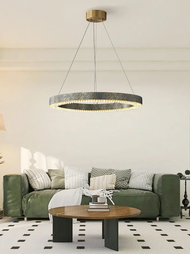 lustre en cristal et cuivre à led dimmable design moderne