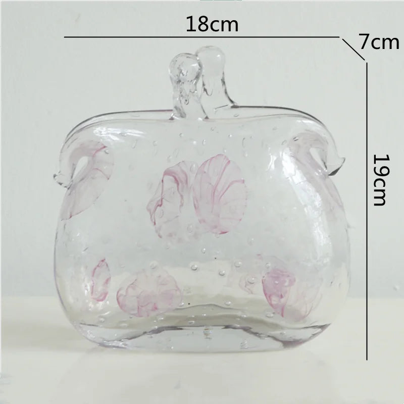 vase en verre transparent texture froissée pour fleurs et terrarium