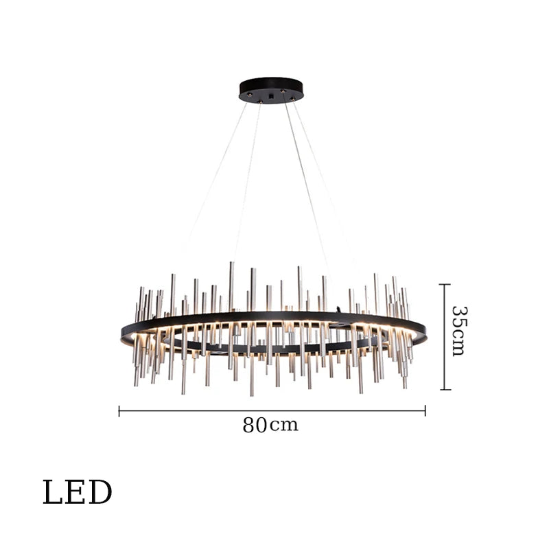 lustre minimaliste en acier inoxydable noir design postmoderne