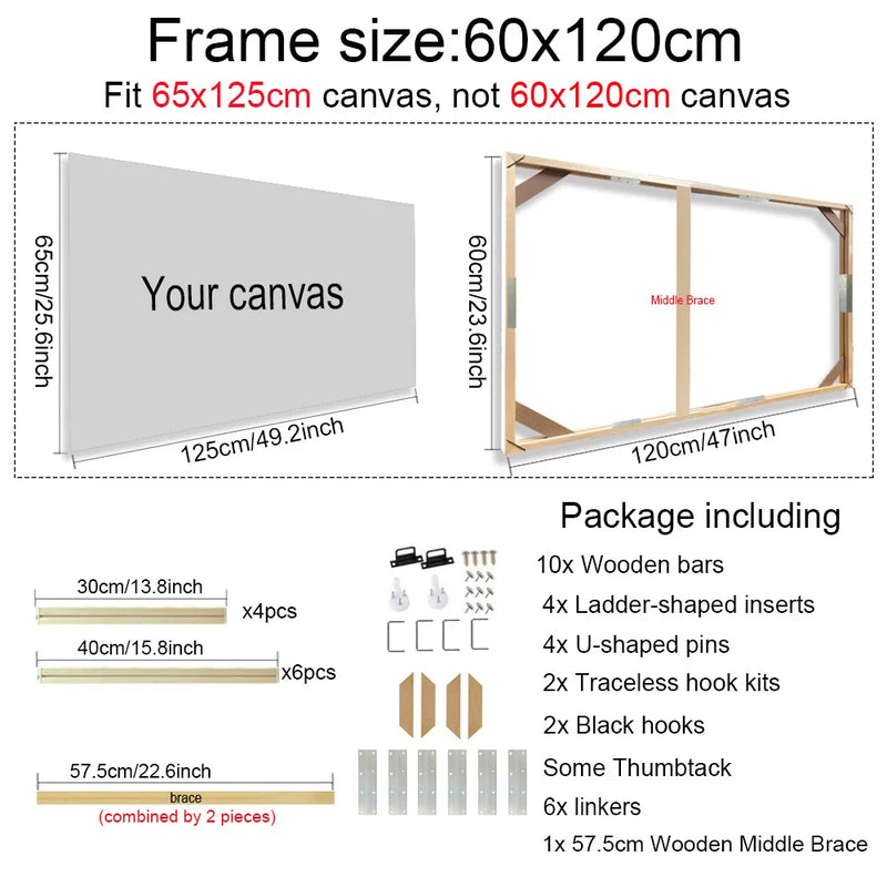 cadre mural en bois pour toiles et peintures décoratives