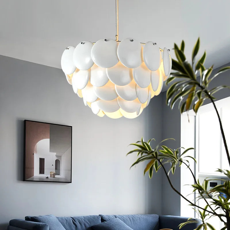 lustre moderne en céramique avec suspension en verre led