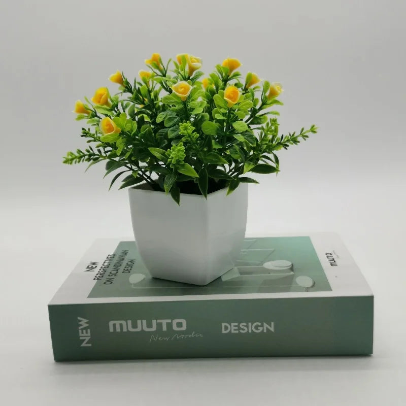 petite rose en pot bonsaï décoration plantes artificielles pour intérieur