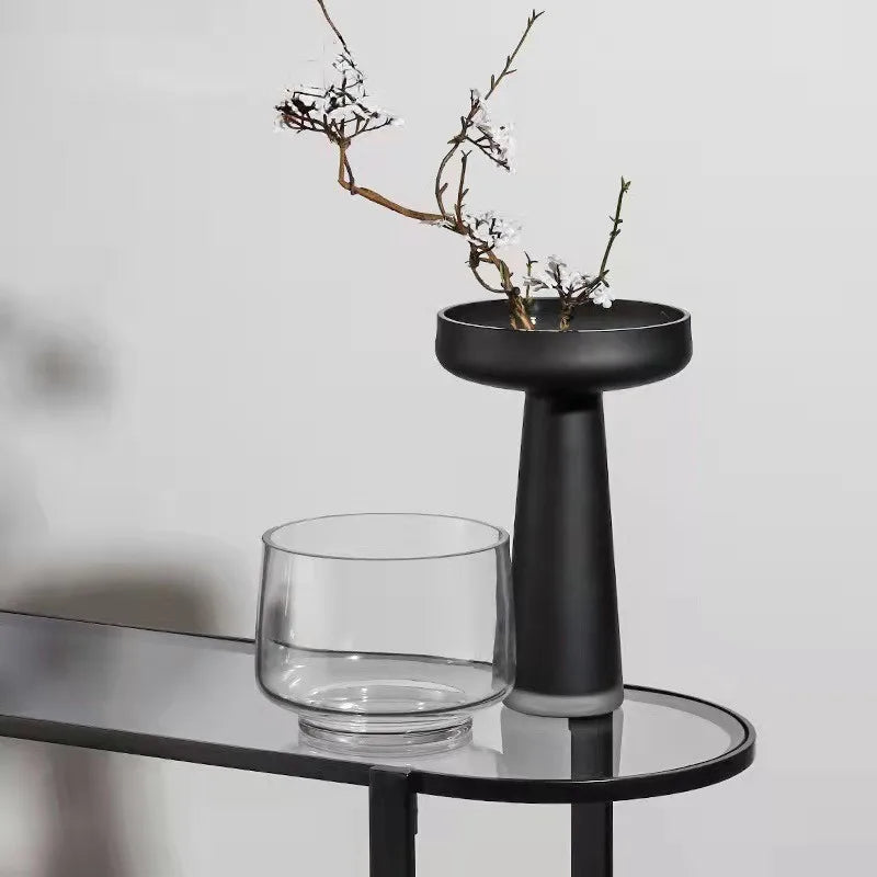 vase en verre givré pour décoration intérieure fleurs séchées et hydroponique