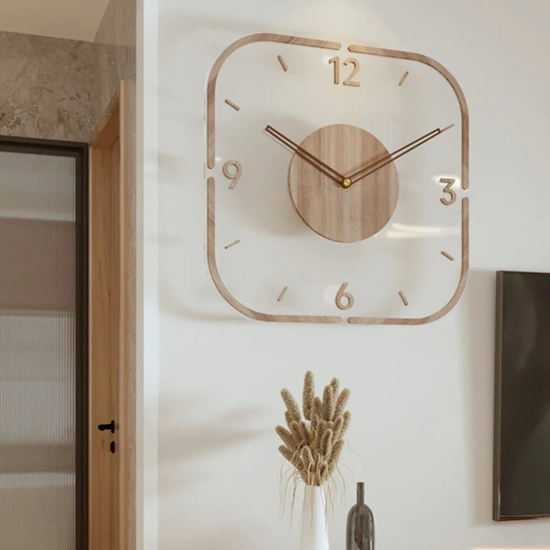 horloge murale en bois minimaliste silencieuse à suspendre