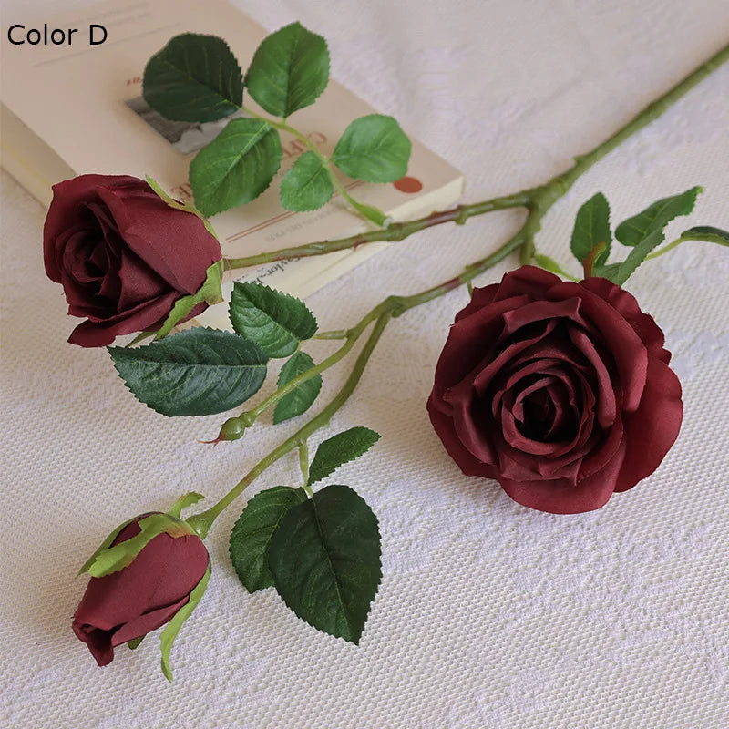 3 têtes de roses artificielles pour décoration de mariage et chambre