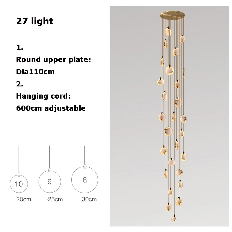 lustre design en marbre doré avec éclairage led tendance 2024