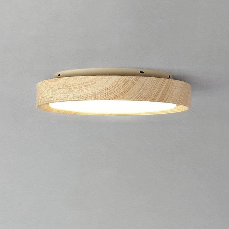 lampe circulaire simple style nordique grain de bois éclairage entrée balcon porche