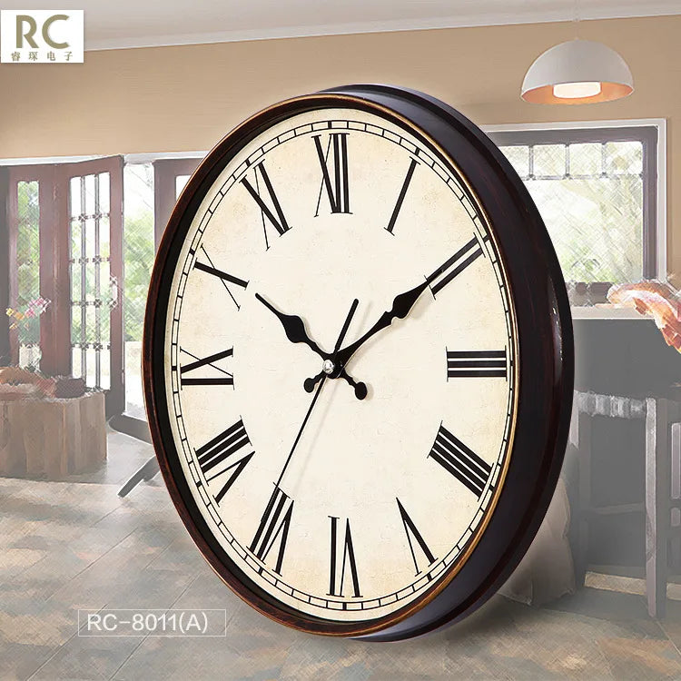 horloge murale rétro silencieuse shabby chic pour décoration intérieure