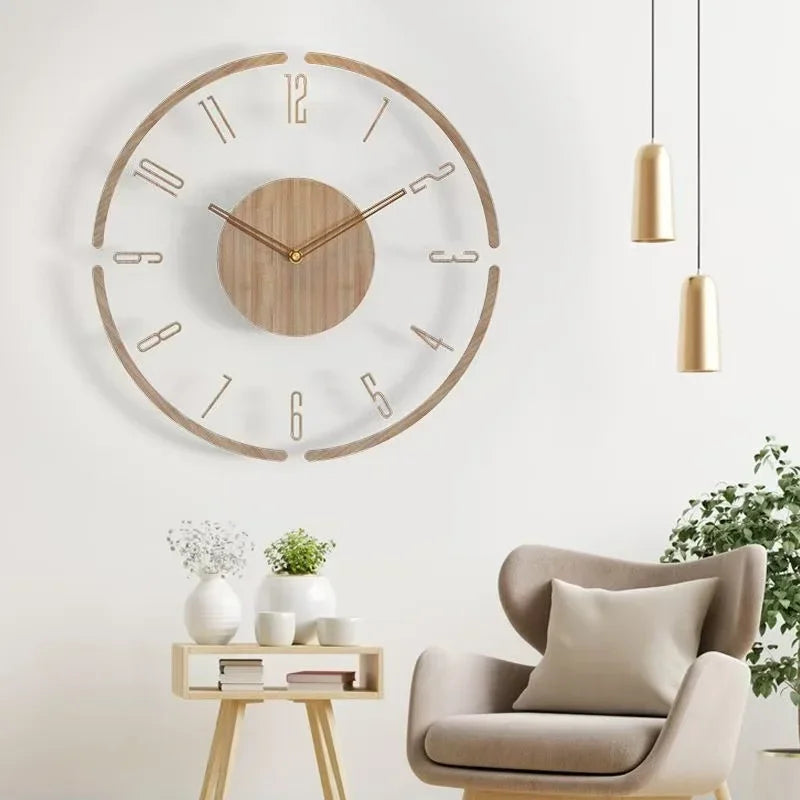 montre murale luxe en bois design moderne silencieuse quartz créative