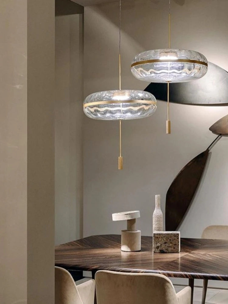 lustre circulaire en verre design nordique pour bar et restaurant