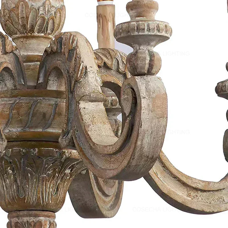 lustre romain en bois sculpté rétro pour décoration élégante