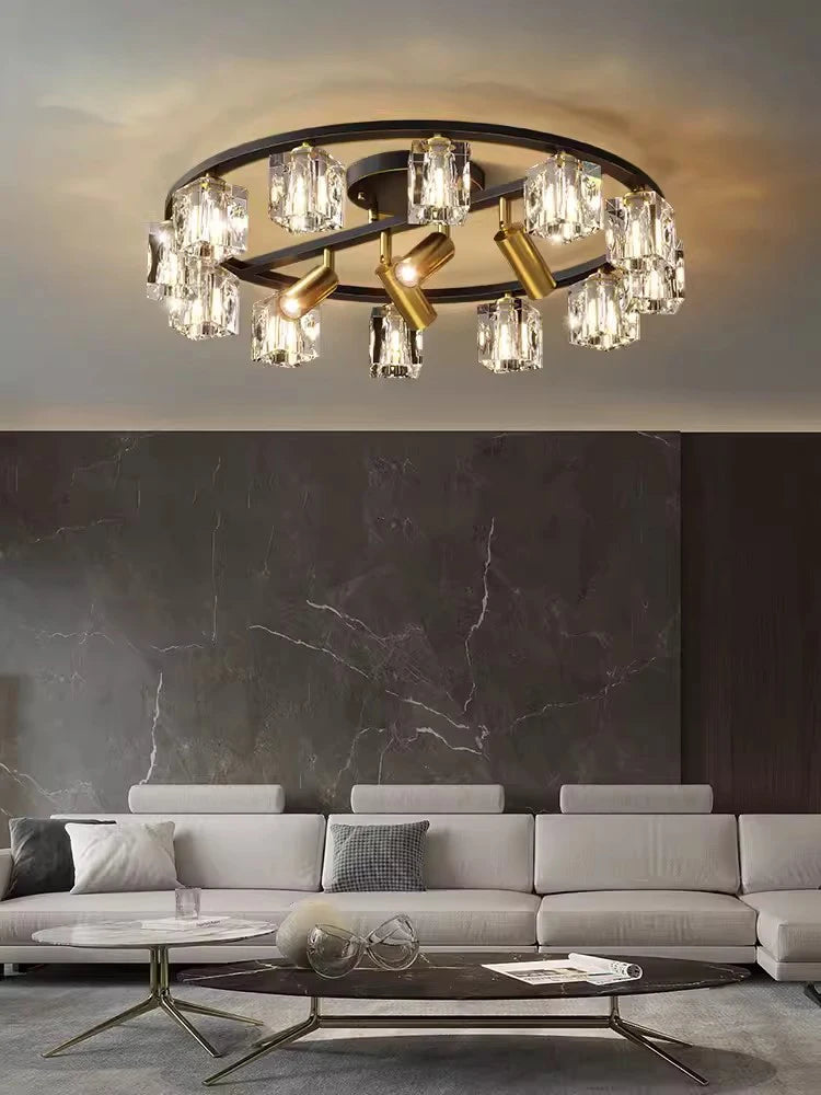 lustre en cuivre et cristal pour décoration moderne 2024