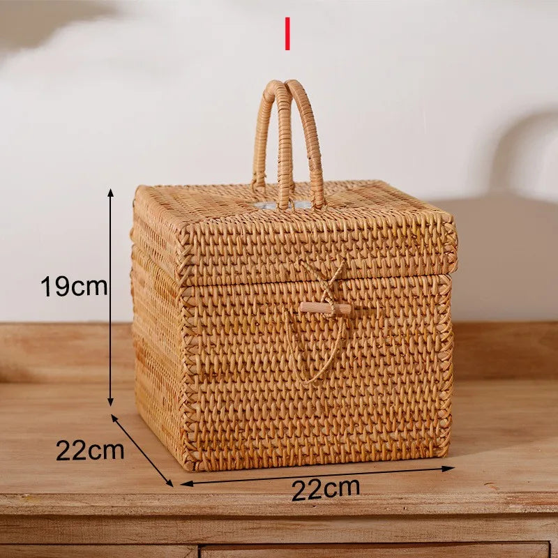 panier de rangement en rotin pour aliments et thé