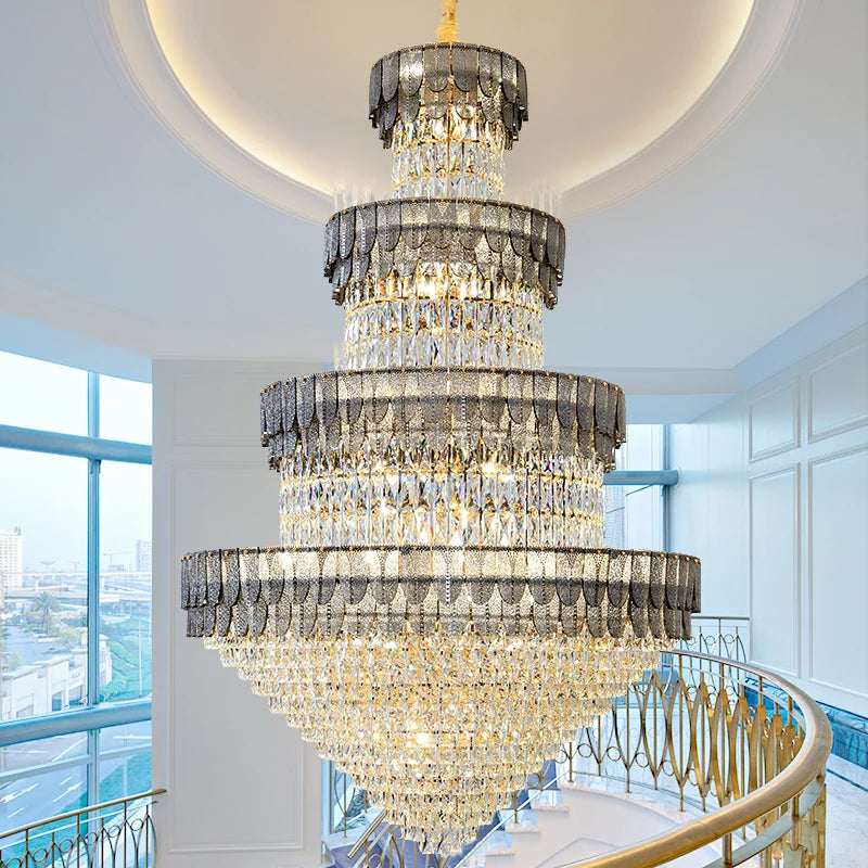 lustre luxe cristal design contemporain pour salon et hôtel