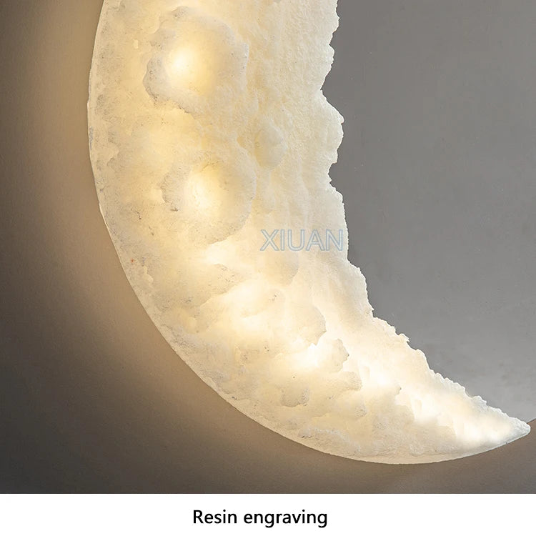 Luxury Moon Wall Lamp for Bedroom Living room Indoor Decor Creative Resin Engraving Moon Light Hallway Stair Aisle Entrance