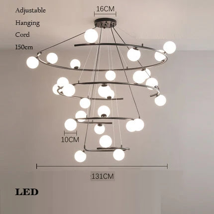 lustre créatif en fer et verre tendance pour décoration intérieure