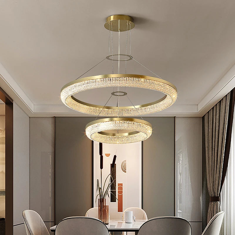 lustre en cristal rond design nordique pour décoration intérieure