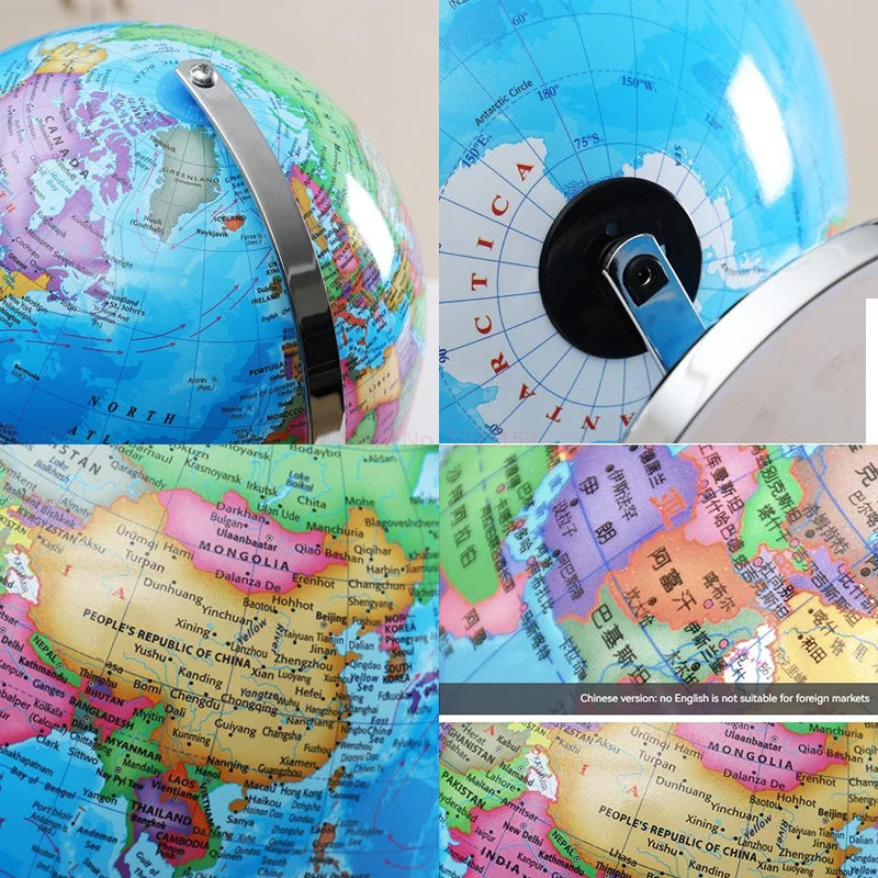 globe terrestre lumineux avec carte du monde éducative