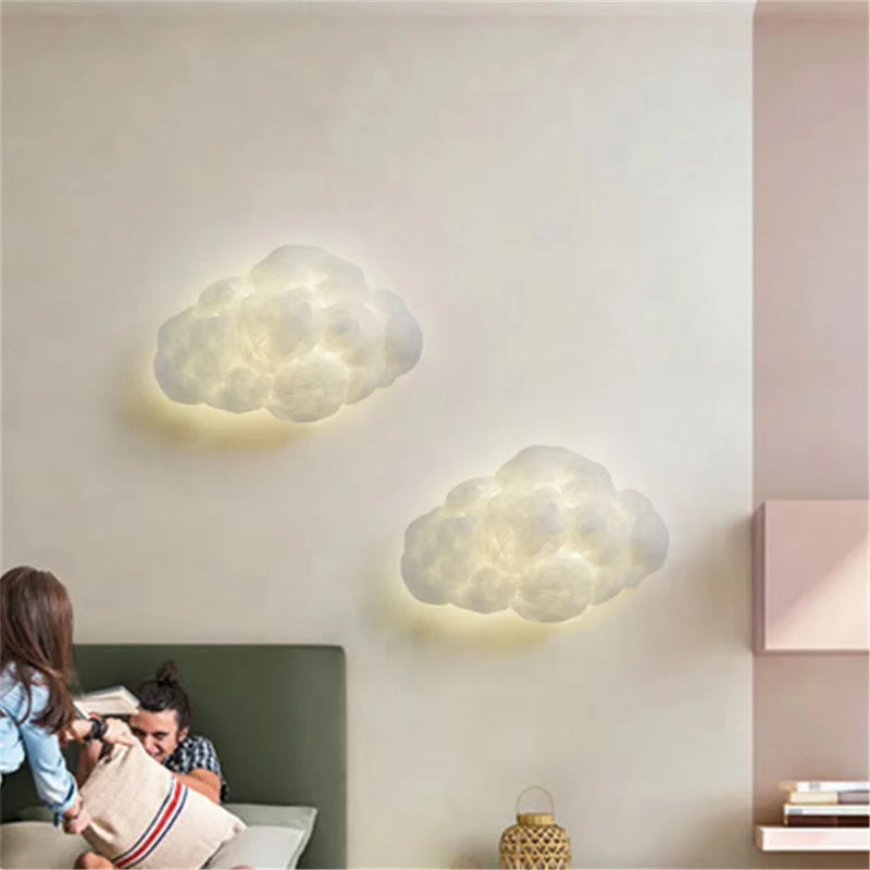 applique murale led nuage en imitation soie décorative pour enfants