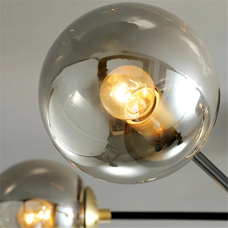 lustre nordique moderne led avec boules de verre