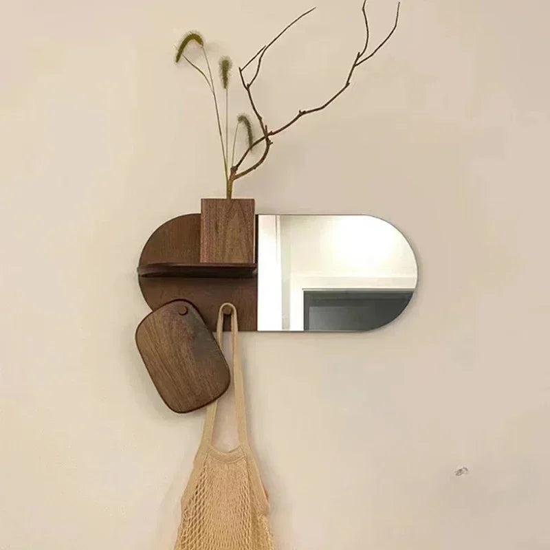 miroir mural en bois ovale design créatif et multifonction