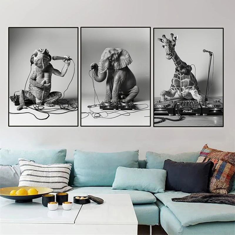 Tableau affiche humoristique animaux chanteurs pour décoration murale