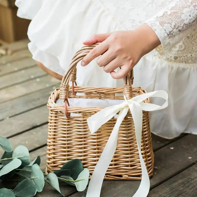 panier à fleurs en osier sac à main en rotin tissé à la main