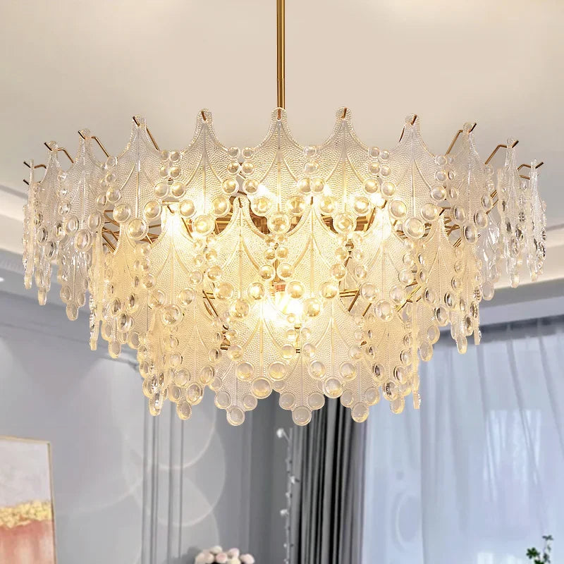 lustre en verre de luxe pour décoration intérieure romantique