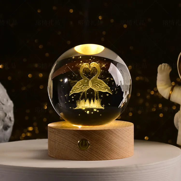 boule de cristal 3D système solaire gravé cadeau décoratif