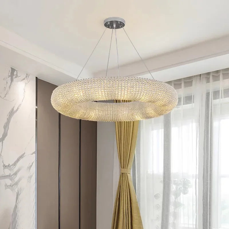 Modern Luxury Crystal Loft Chandelier Living Room Lustre Pendant Lamp Suspension Home Interior Decor Hanging Light Fixtures